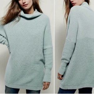 FREE PEOPLE DREAM BLUE OTTOMAN SLOUCHY RIBBED TUNIC SWEATER